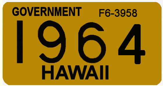 1964 Hawaii Registration sticker Government